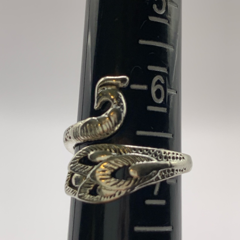 Tiny Silver Plated Peacock Wrap Ring - image 5